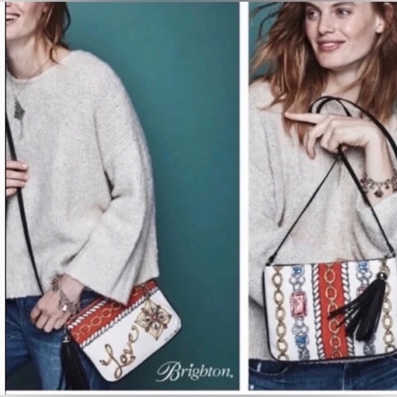 Brighton Handbags - NEW Brighton Love Glitter & Glow Pouch Canvas printed Cross Body Bag